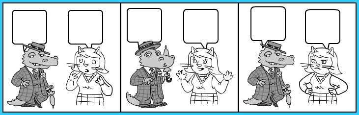 Comic strip with blank dialog balloons