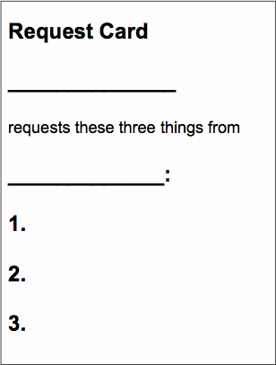 blank requests these three things from blank