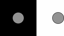 Black square and two gray circles