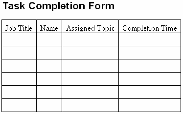 Task Completion Form