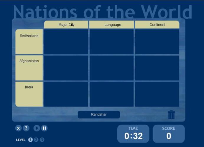 A table with three rows and columns