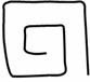 Squared-off spiral starting at bottom right and going up, then left, and spiraling toward the center.